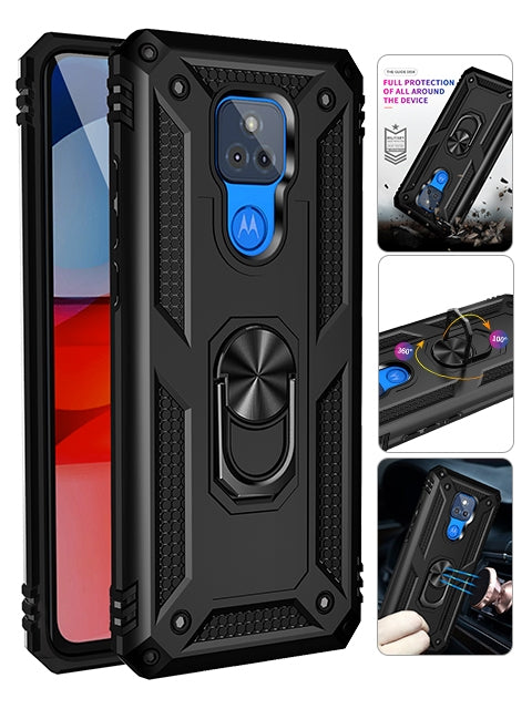 MOTO G Play(2021) Dual Colors Ring Magnetic GPS car mount Phone Holder Case