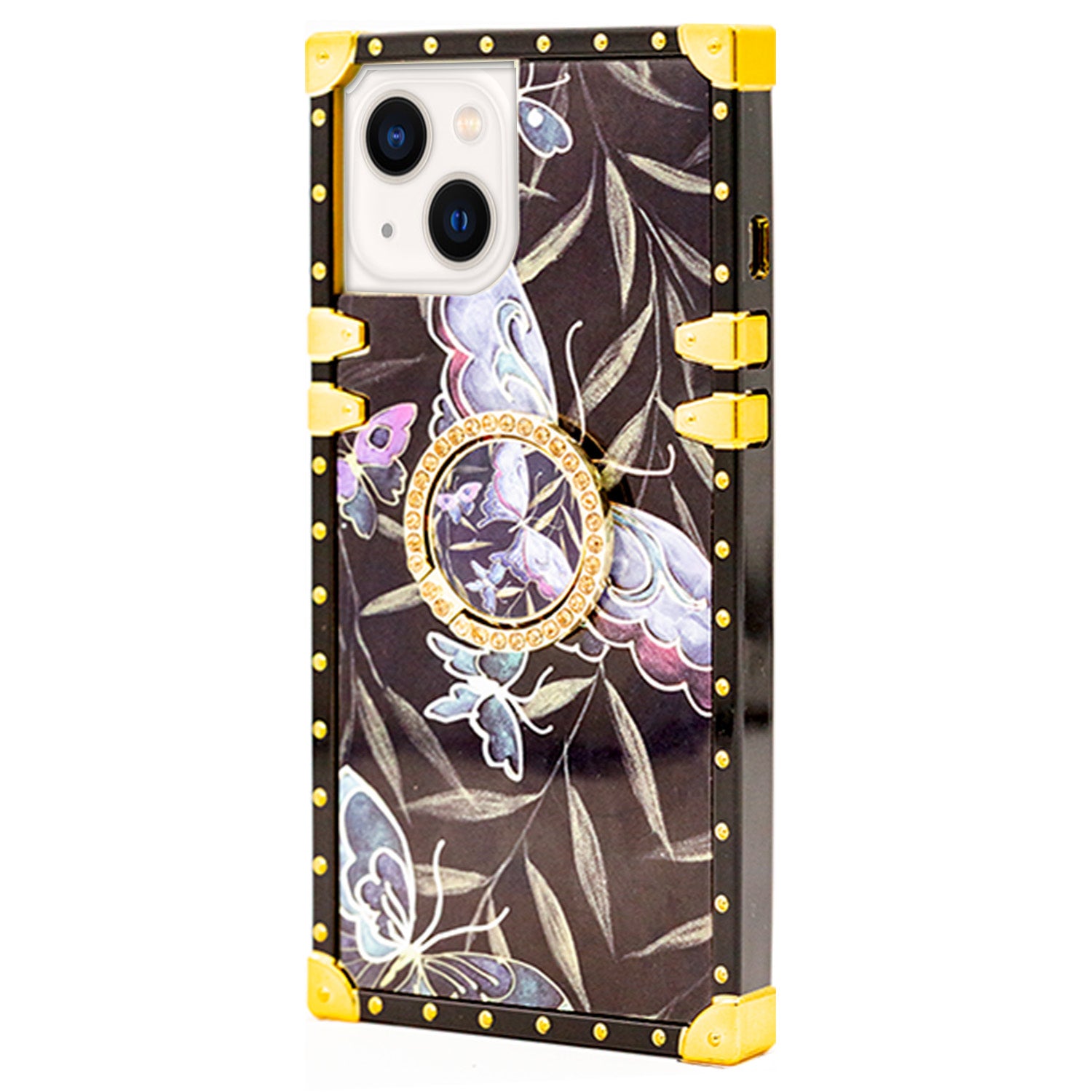 iPhone 13 TPU Luxury Black Butterfly Case with Kickstand