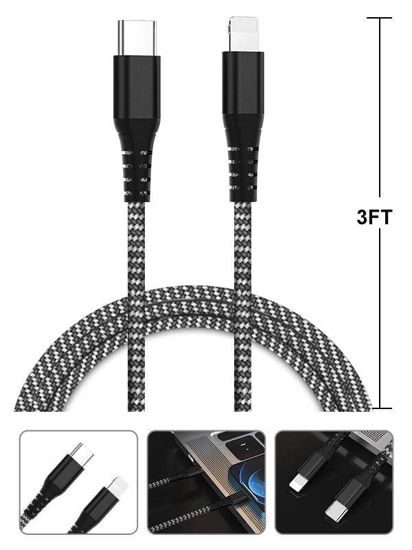 Lightning to Type-C Nylon Braided Charging Cable  iOS to type-C for iPhone