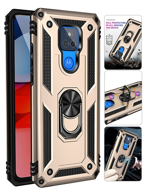 MOTO G Play(2021) Dual Colors Ring Magnetic GPS car mount Phone Holder Case