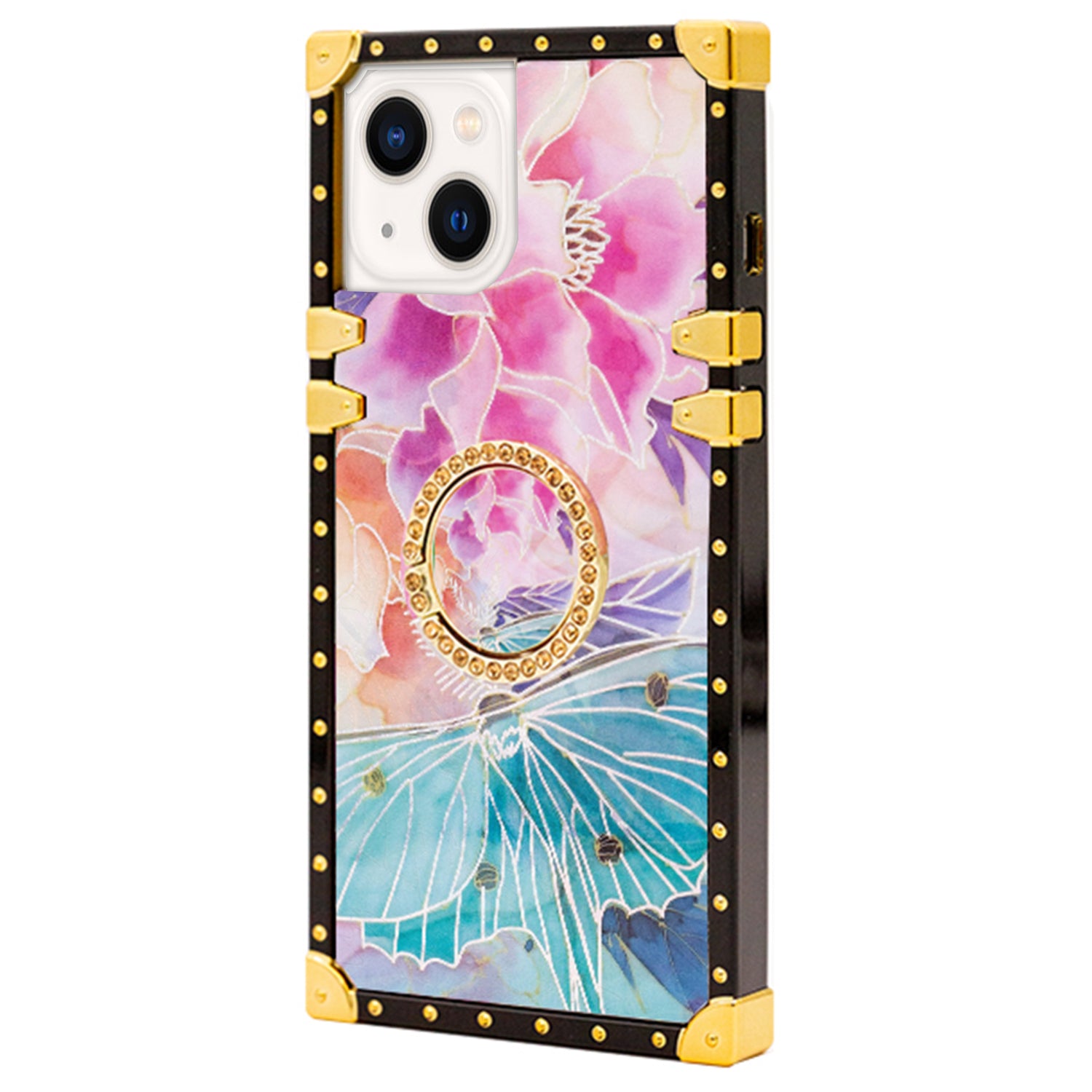 iPhone 13 mini TPU Luxury Black Butterfly Case with Kickstand