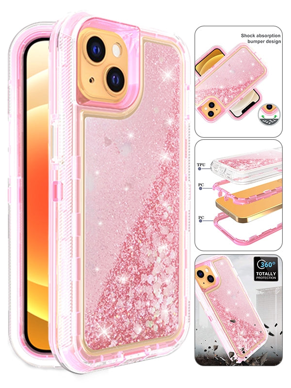 Transparent Floating Glitter Heavy Duty Case  for iPhone 13 mini