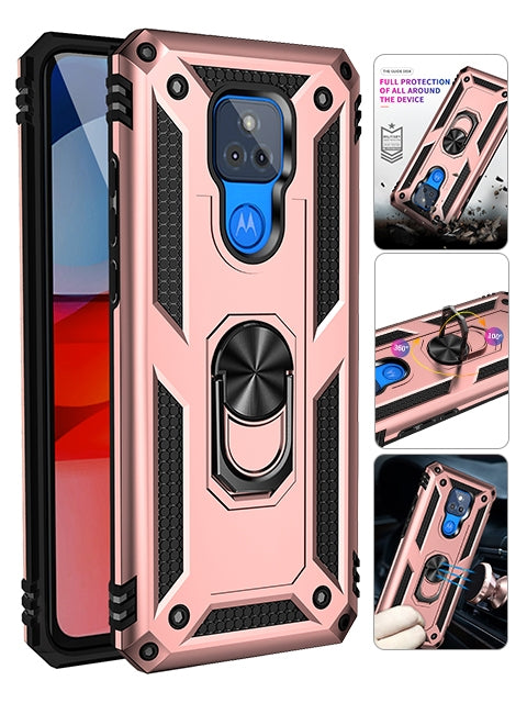 MOTO G Play(2021) Dual Colors Ring Magnetic GPS car mount Phone Holder Case