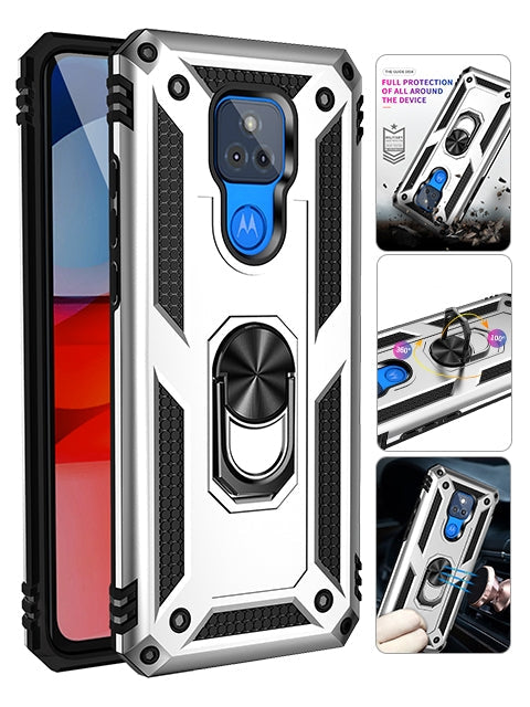 MOTO G Play(2021) Dual Colors Ring Magnetic GPS car mount Phone Holder Case