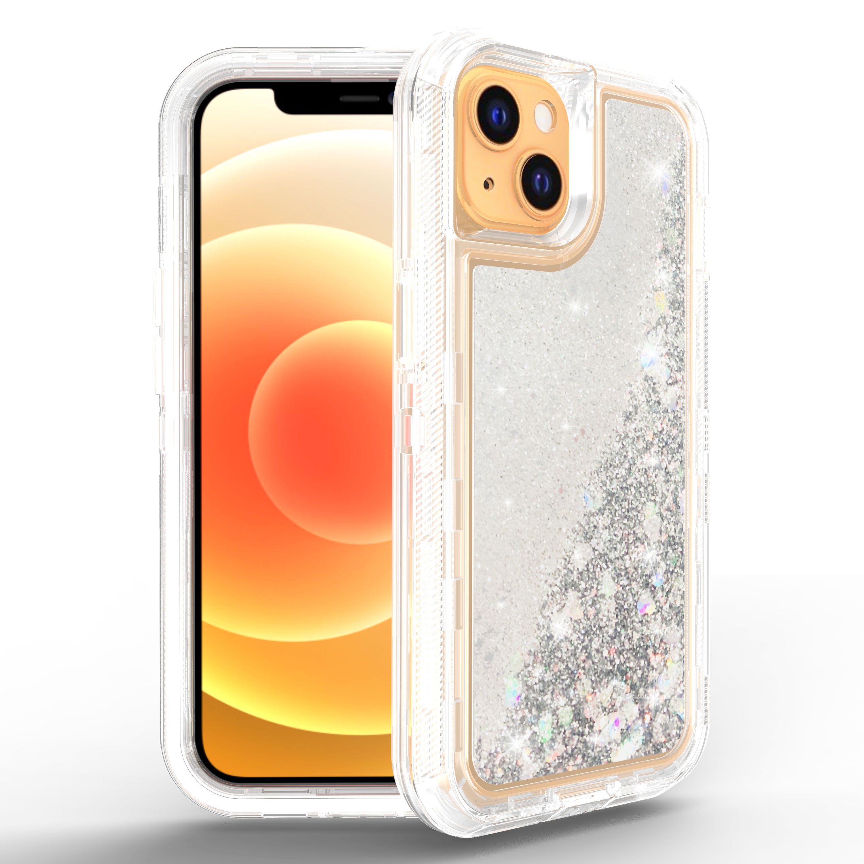 Transparent Floating Glitter Heavy Duty Case  for iPhone 13 mini