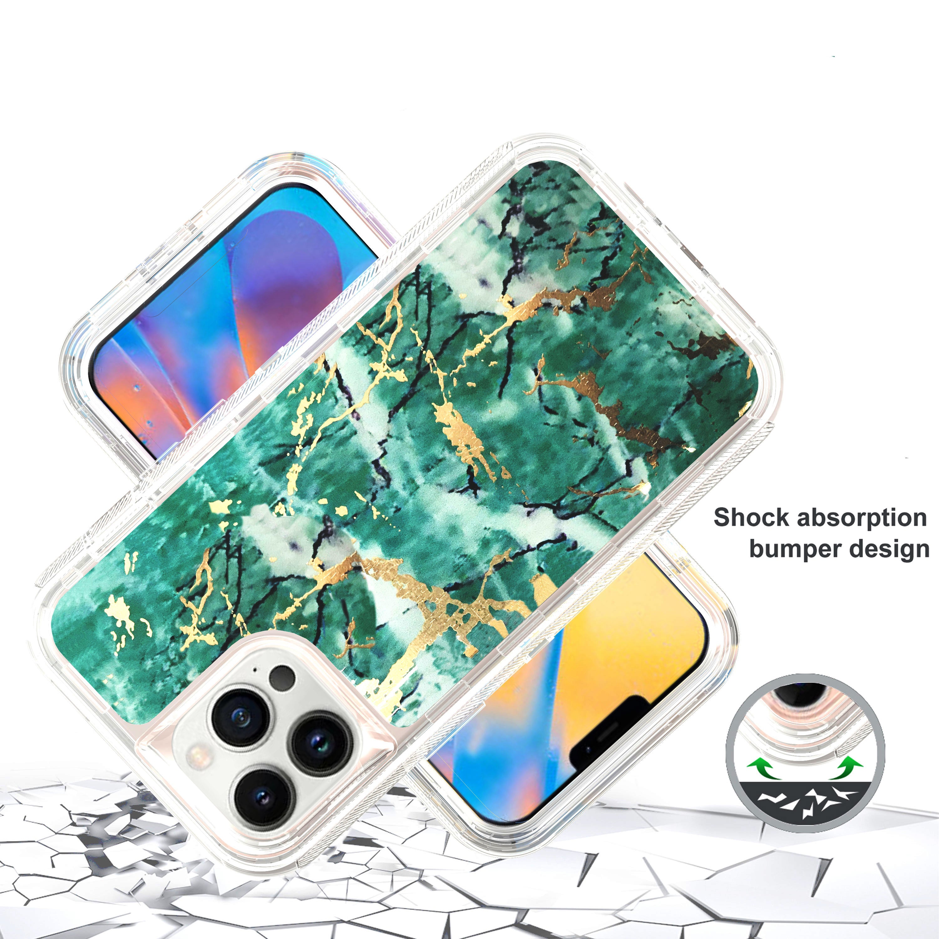 iPhone 13 Pro Anti-Shock Durable Protective TPU Heavy Duty Marble Clear case
