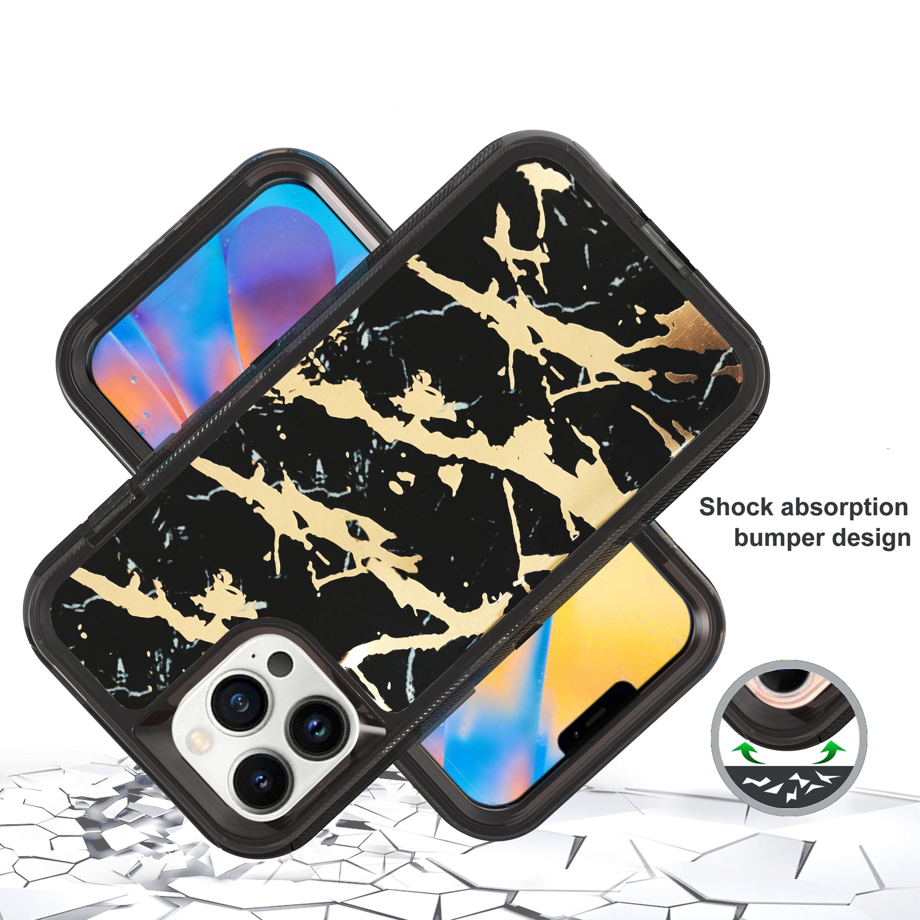 iPhone 13 Pro Anti-Shock Durable Protective TPU Heavy Duty Marble Clear case