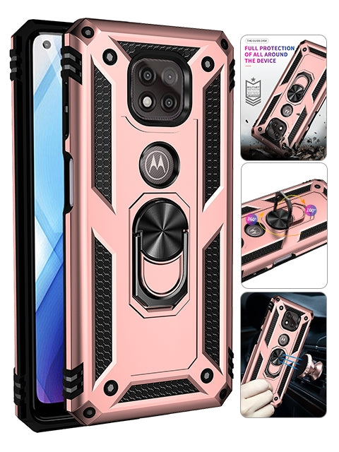 MOTO G Power (2021) Dual Colors Ring Magnetic GPS car mount Phone Holder Case