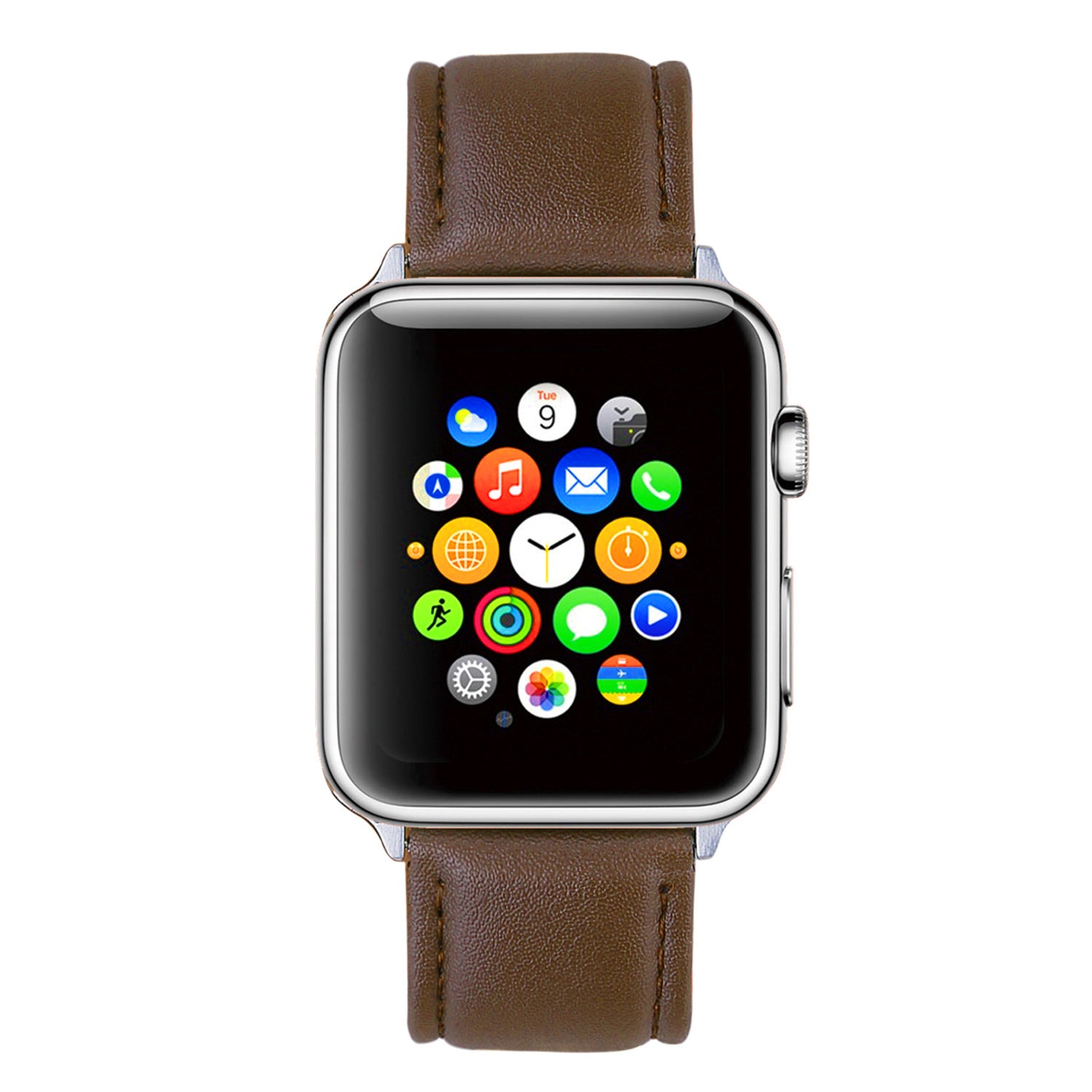Leather Replacement i Watch Bands with Silver Buckle for Apple Watch Series7/6/SE/5/4/3/2/1
