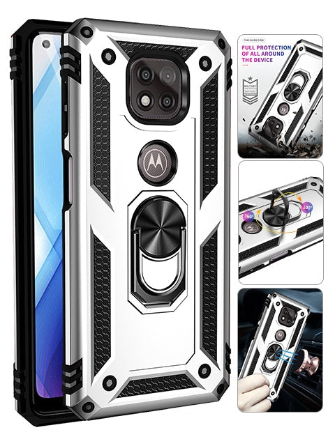 MOTO G Power (2021) Dual Colors Ring Magnetic GPS car mount Phone Holder Case