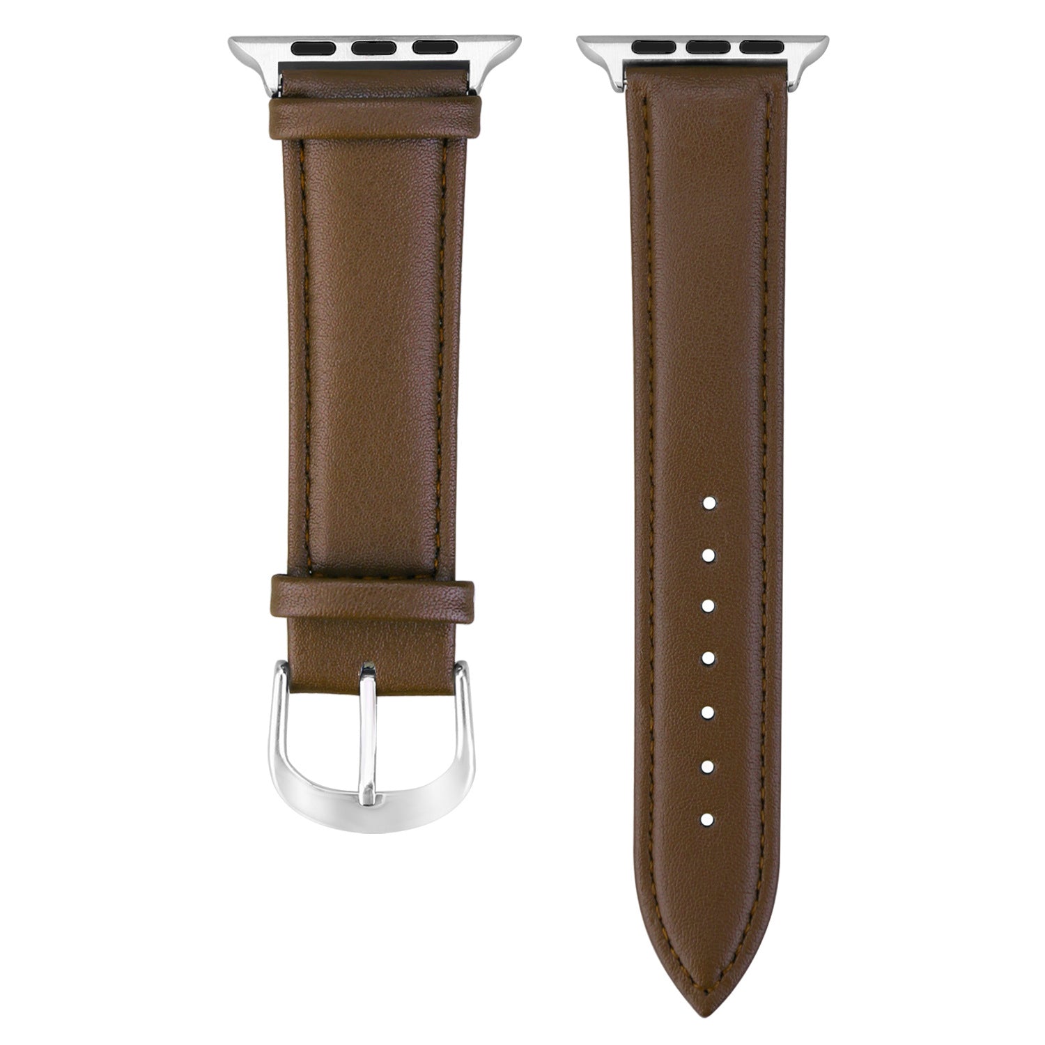 Leather Replacement i Watch Bands with Silver Buckle for Apple Watch Series7/6/SE/5/4/3/2/1
