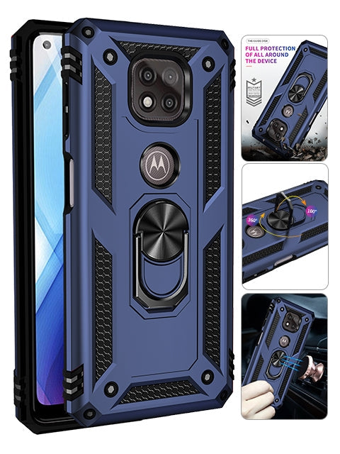 MOTO G Power (2021) Dual Colors Ring Magnetic GPS car mount Phone Holder Case