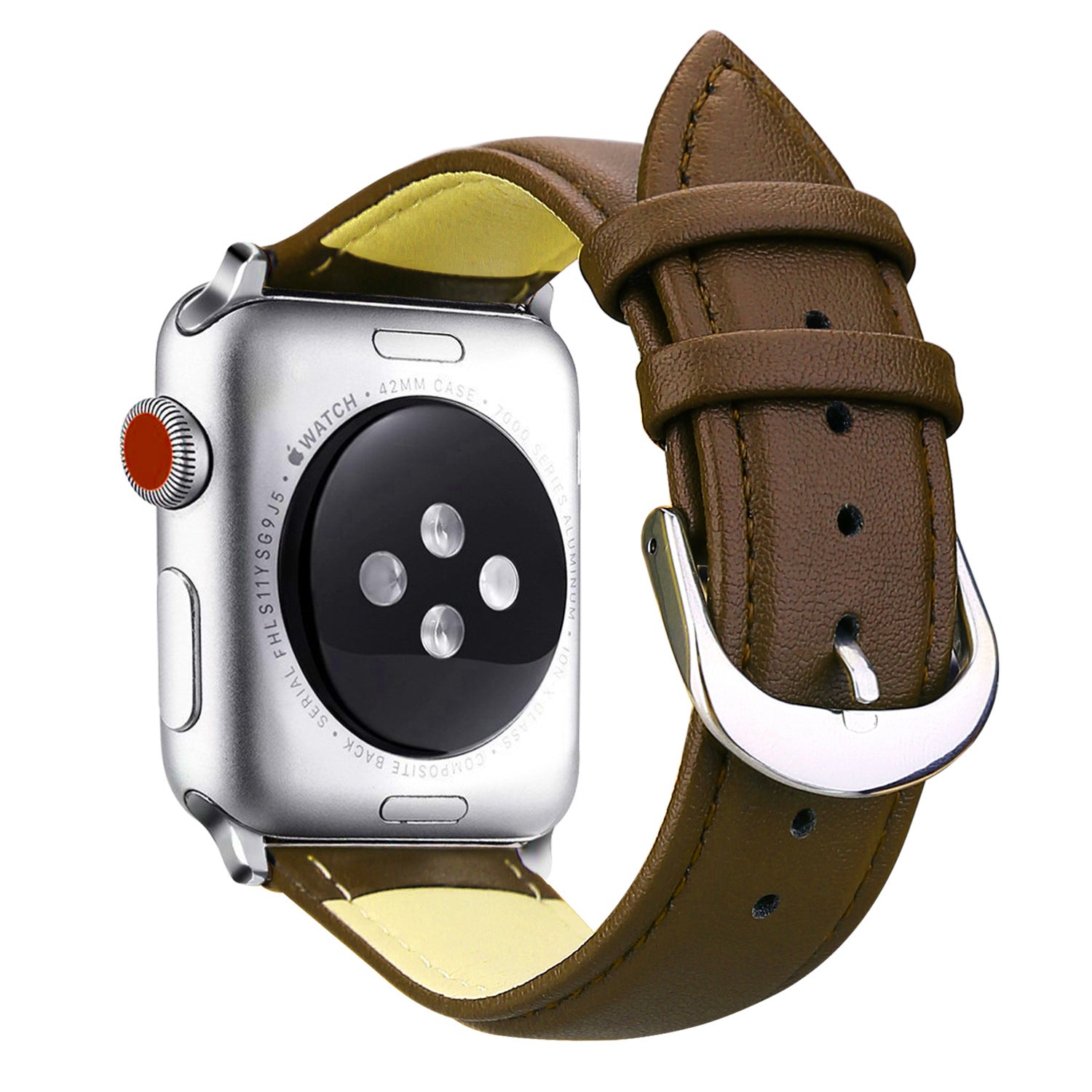 Leather Replacement i Watch Bands with Silver Buckle for Apple Watch Series7/6/SE/5/4/3/2/1