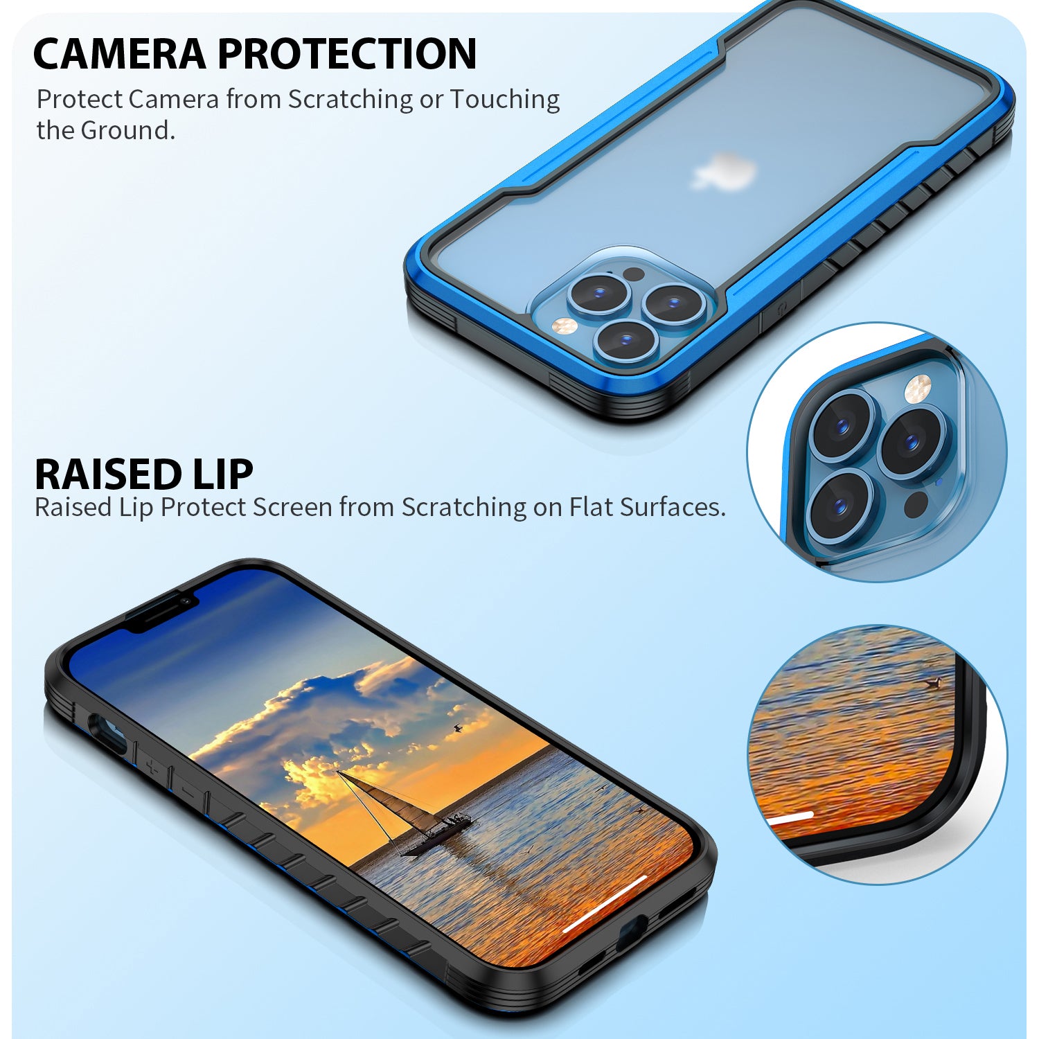 HLC Case for iPhone 13 Pro Max Full Body Bumper Case with Clear Back Panel Protector
