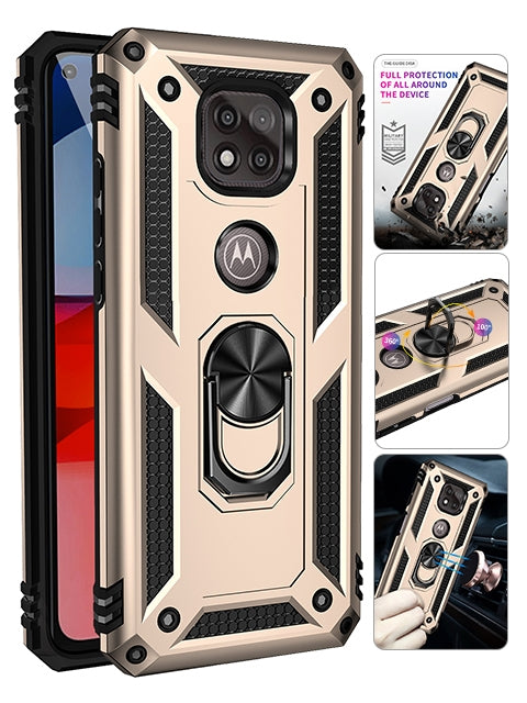 MOTO G Power (2021) Dual Colors Ring Magnetic GPS car mount Phone Holder Case
