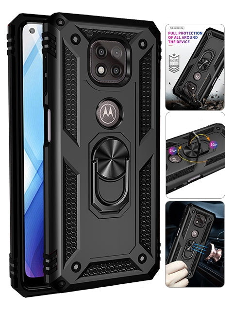 MOTO G Power (2021) Dual Colors Ring Magnetic GPS car mount Phone Holder Case