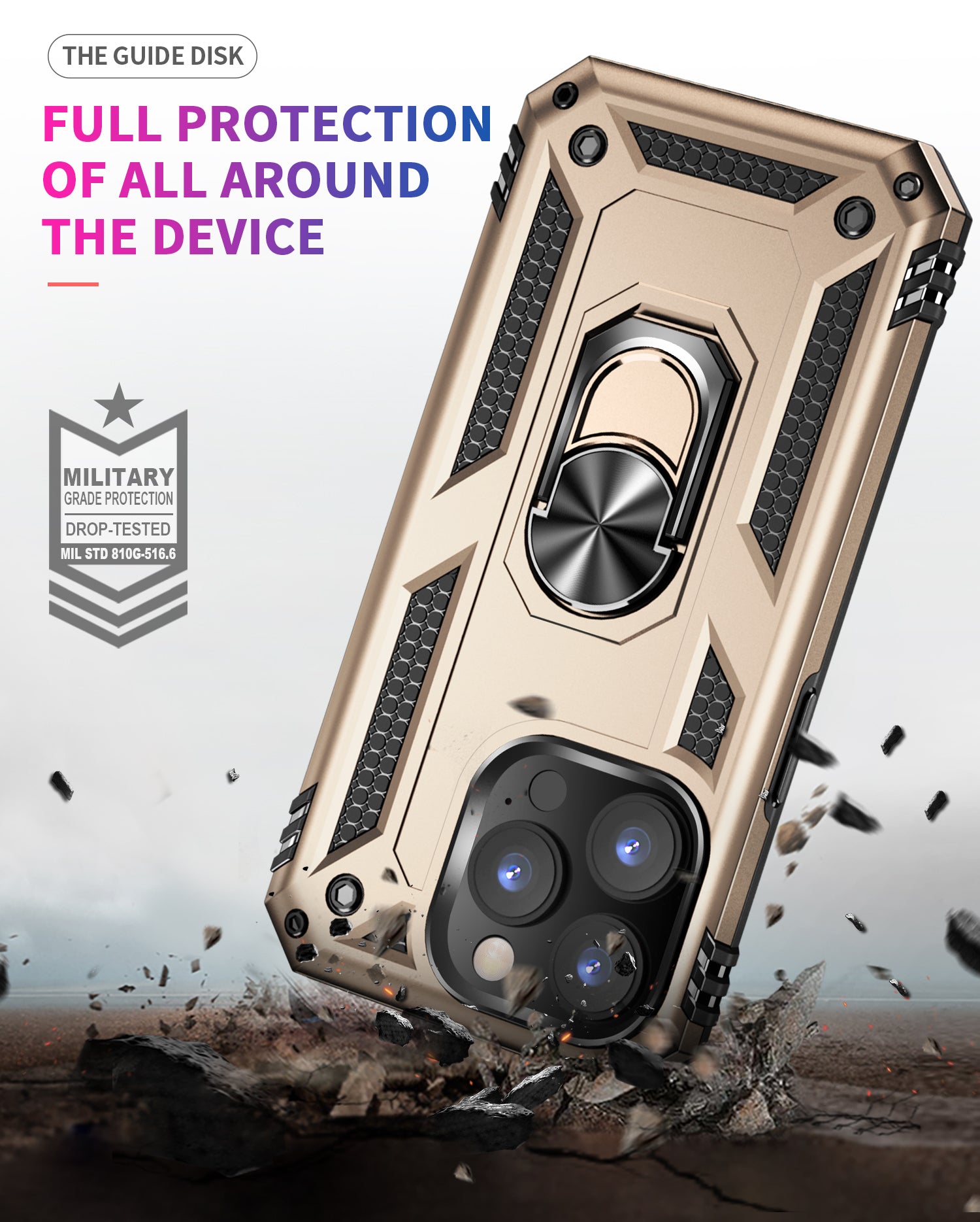 iPhone 14 Pro Max Dual Colors Ring Magnetic GPS car mount Phone Holder Case