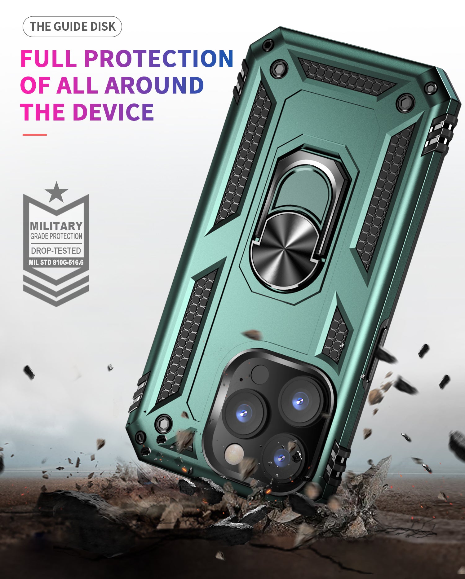 iPhone 14 Pro Max Dual Colors Ring Magnetic GPS car mount Phone Holder Case
