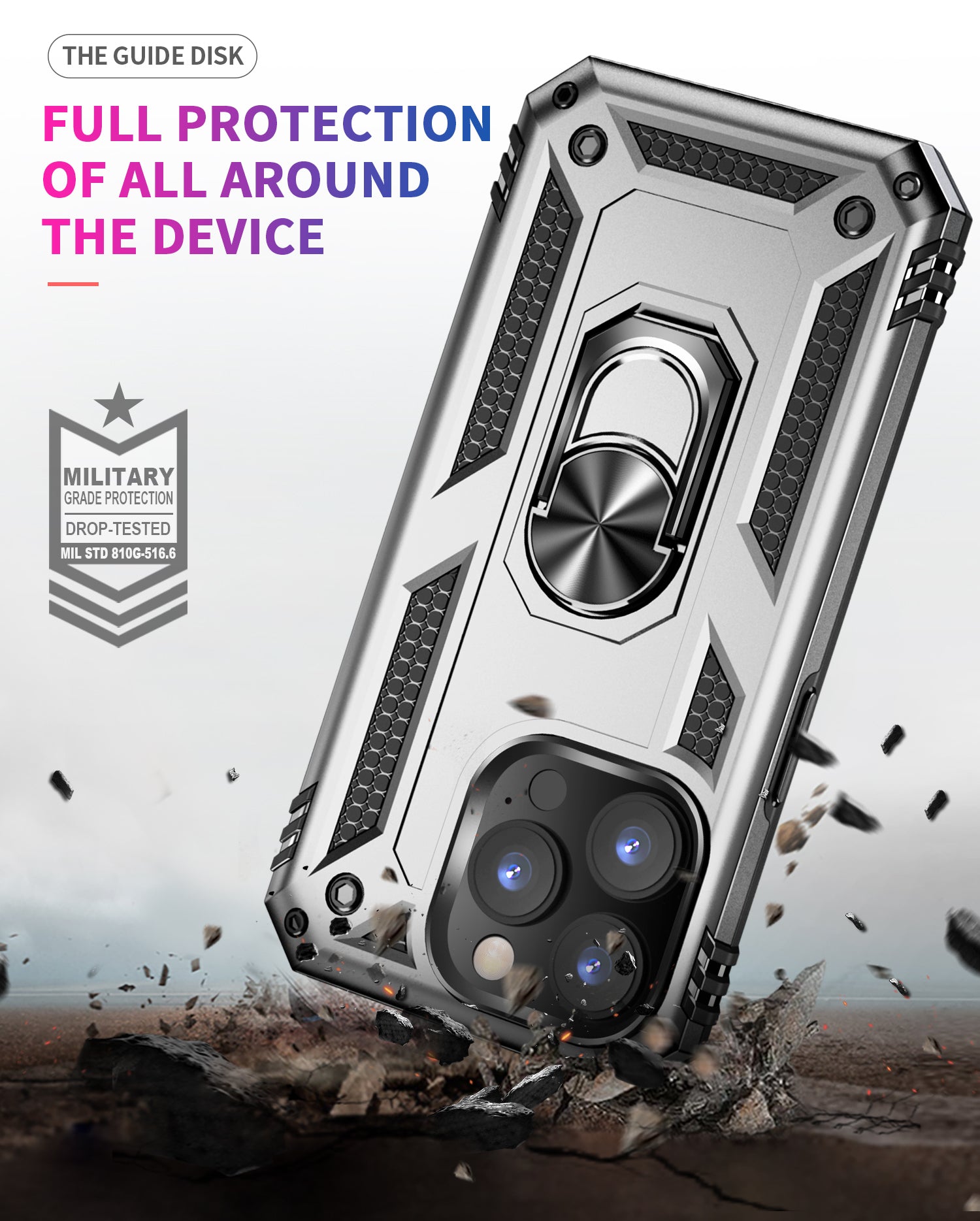 iPhone 14 Pro Max Dual Colors Ring Magnetic GPS car mount Phone Holder Case