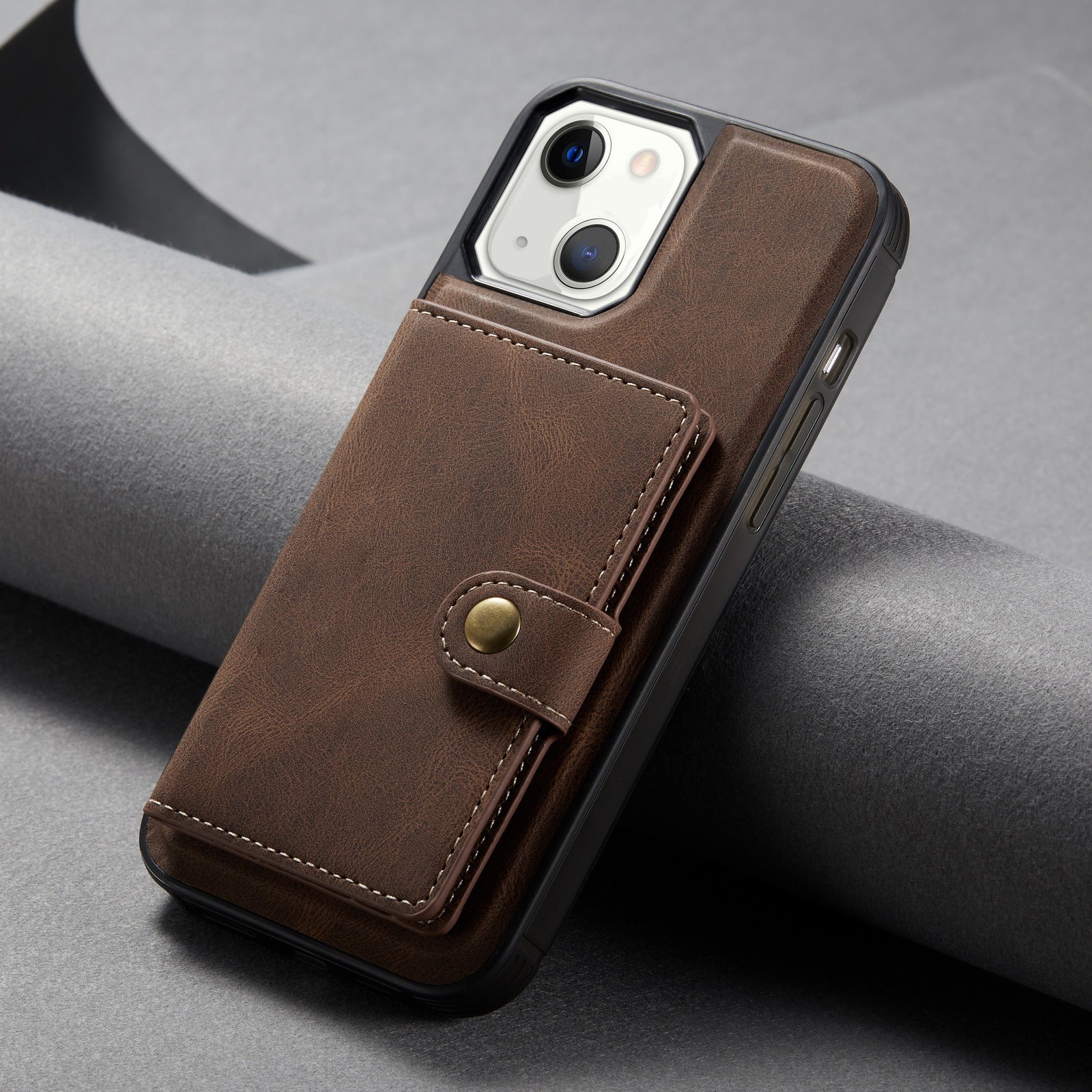 iPhone 14/13 Magnetic 2 in1 Leather Card Bag Case and Removable Back Cover