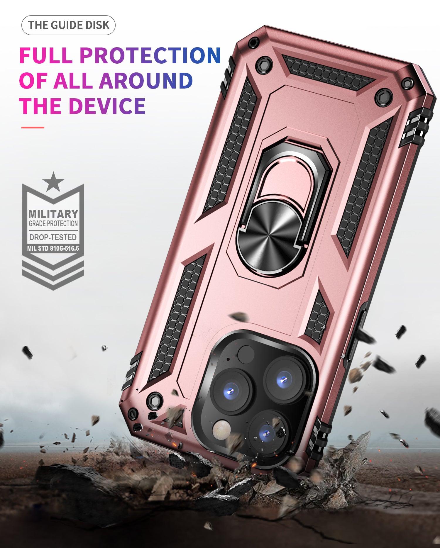 iPhone 14 Pro Max Dual Colors Ring Magnetic GPS car mount Phone Holder Case