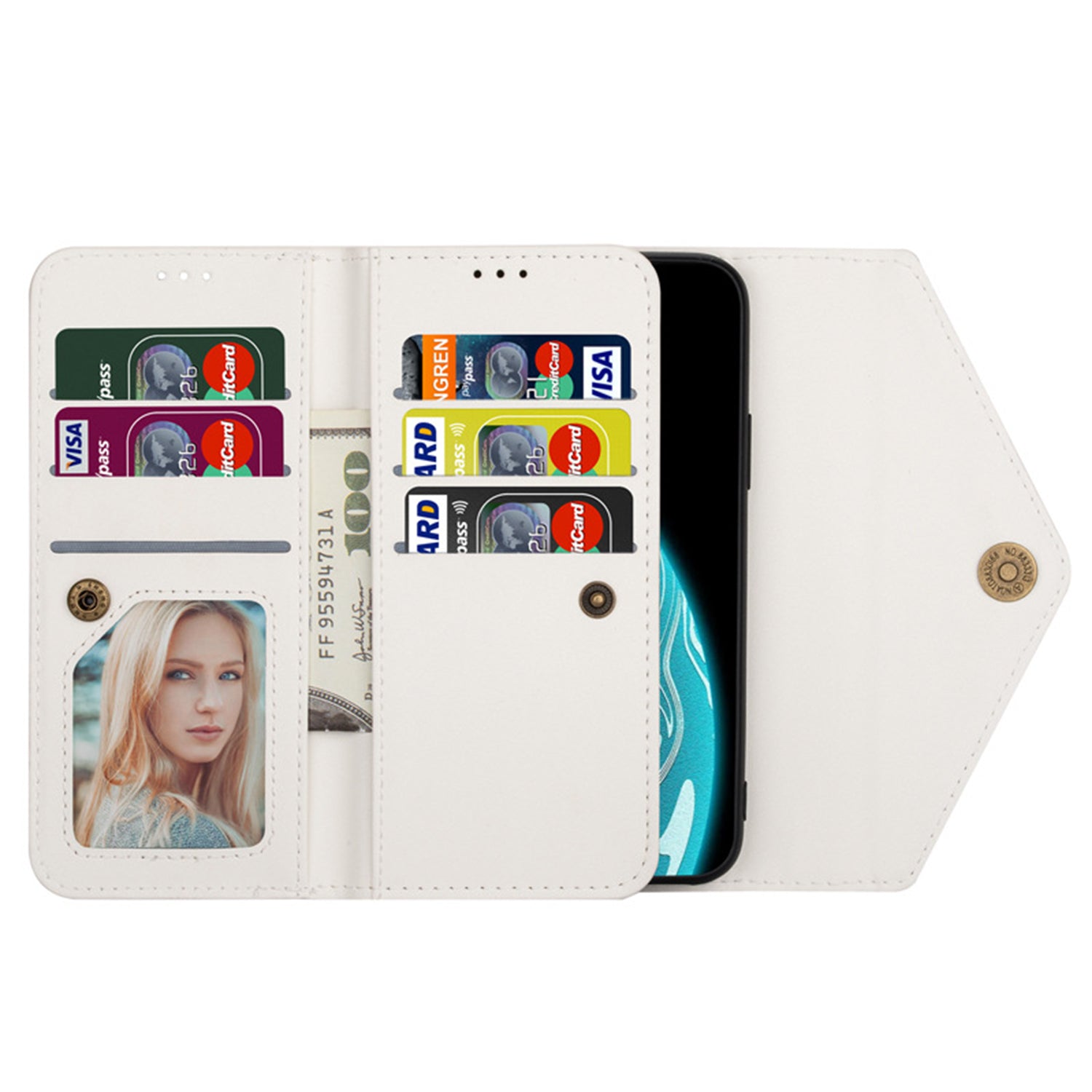 iPhone 12 Mini (5.4") 2 IN 1 Leather Wallet Case with 7 Credit Card Slots