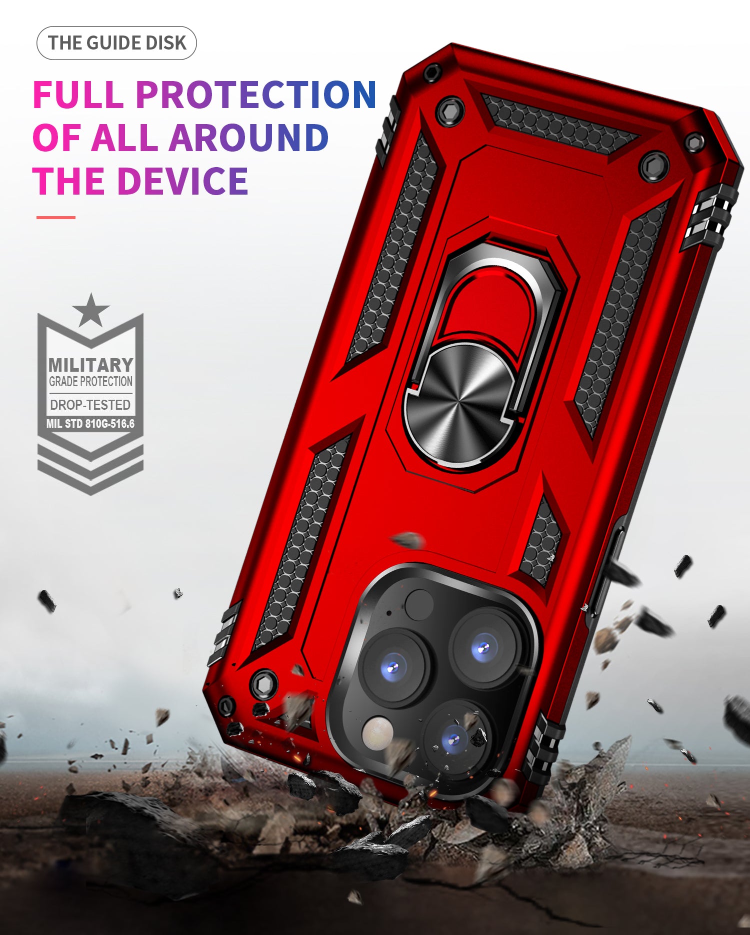 iPhone 14 Pro Max Dual Colors Ring Magnetic GPS car mount Phone Holder Case