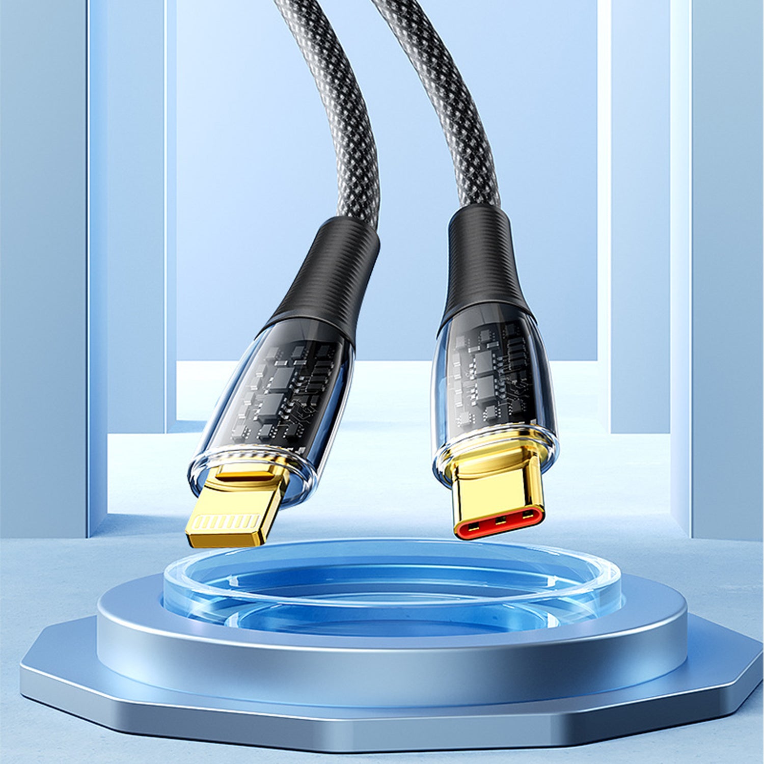 Lightning to Type-C Transparent Charging &Sync Data Cable