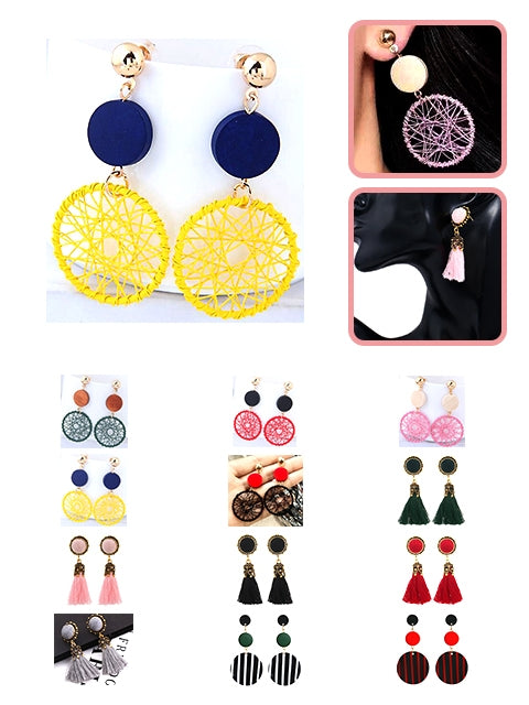 A Dozen of Earrings Drop Dangle Earrings Braided Balls Earring Fashion Lightweight Jewelry (E6737)