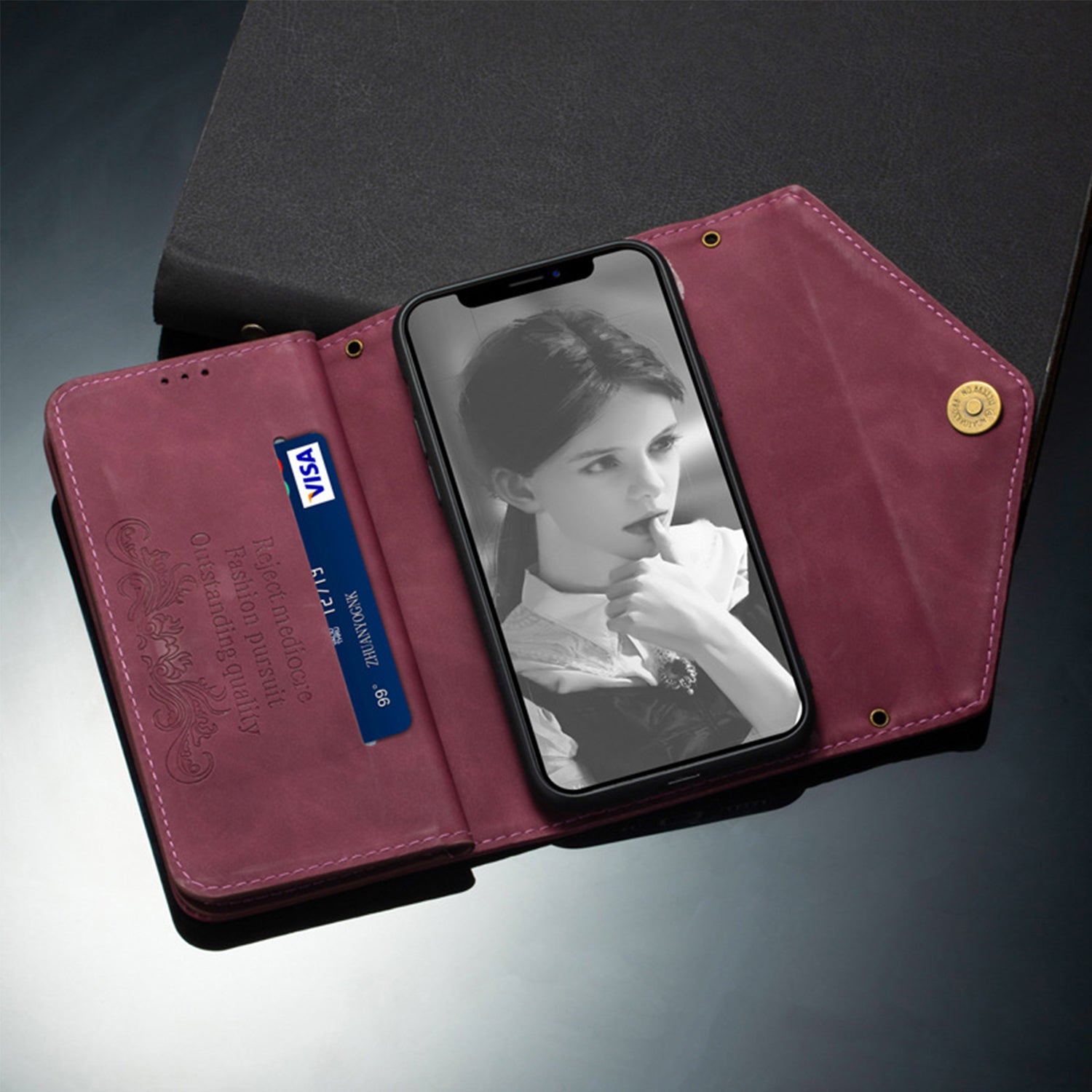 iPhone 12 Mini (5.4") 2 IN 1 Leather Wallet Case with 7 Credit Card Slots