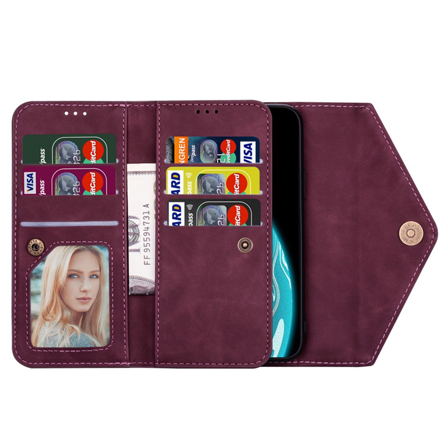 iPhone 12 Mini (5.4") 2 IN 1 Leather Wallet Case with 7 Credit Card Slots