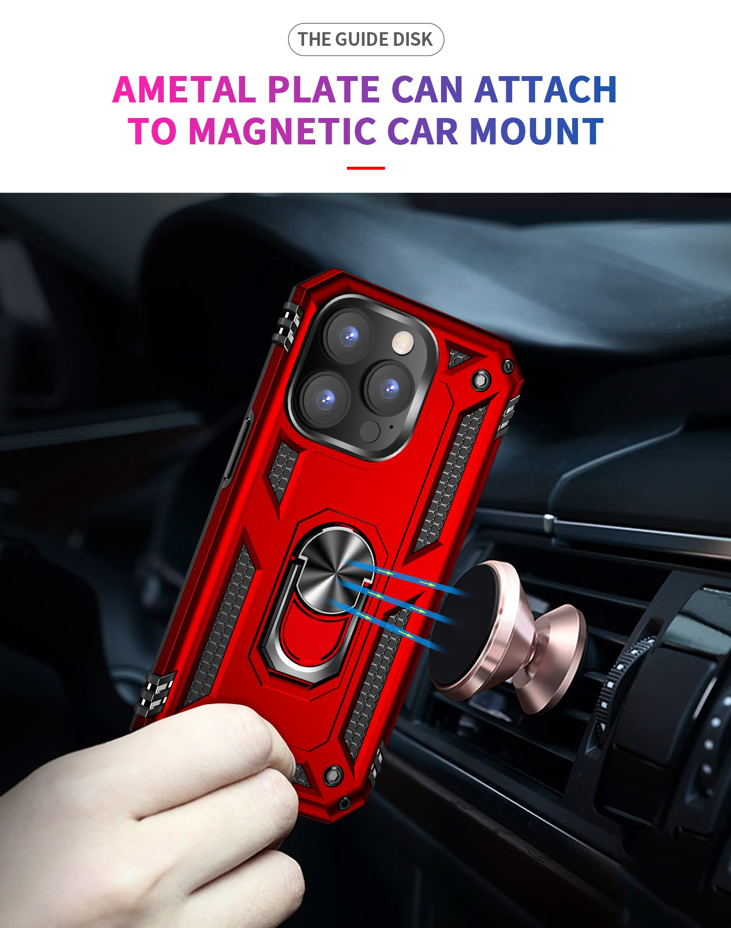 iPhone 14 Pro Max Dual Colors Ring Magnetic GPS car mount Phone Holder Case