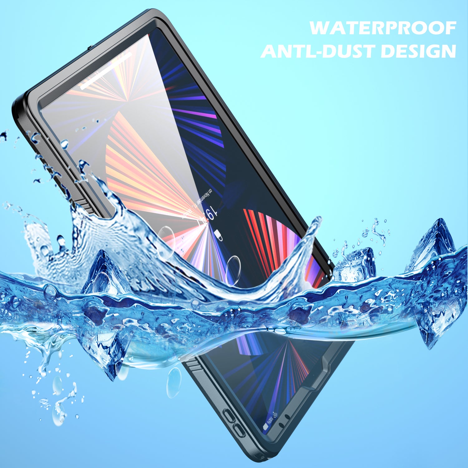 Apple iPad Pro 6/5/4(12.9'') 360 Full Protective Waterproof Case with Built-in Screen Fingerprint Protector
