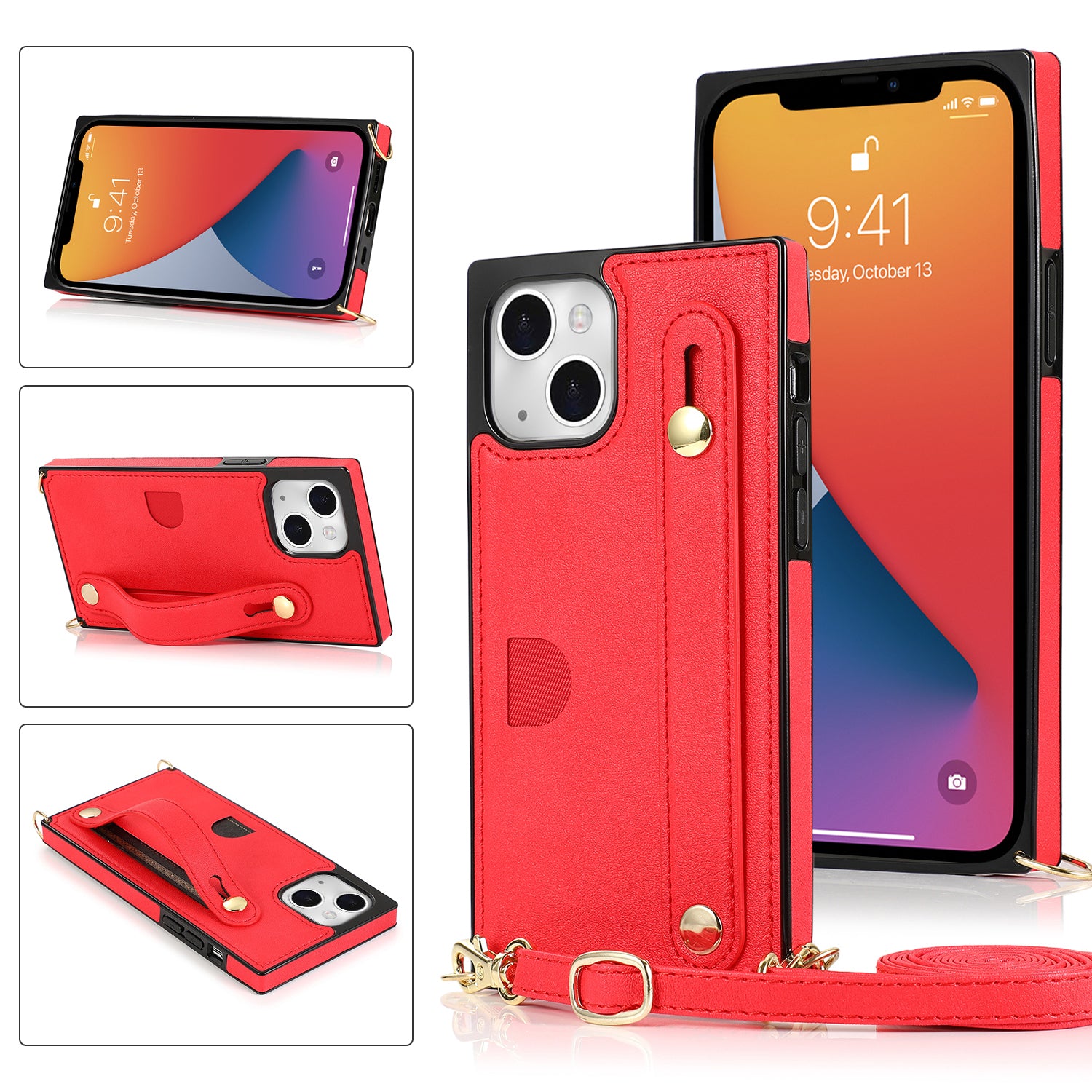 Fashion Leather Case with 1 Credit Card Slots for iPhone 13 min(5.4")
