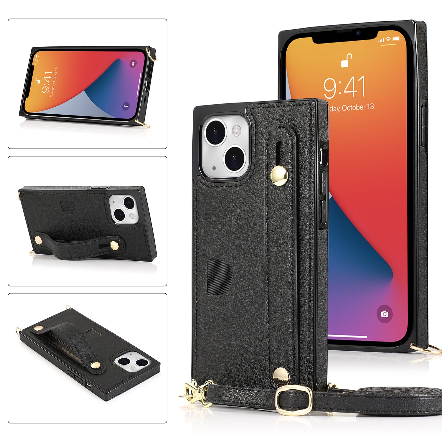 Fashion Leather Case with 1 Credit Card Slots for iPhone 13 min(5.4")