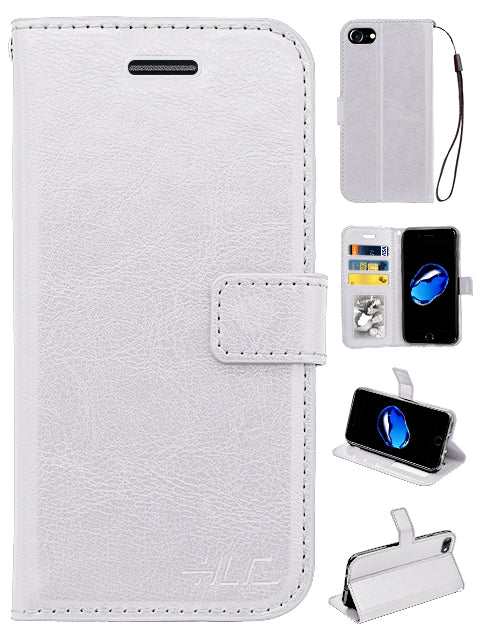 iPhone 8&7&SE2 Real Plain Leather Wallet Case