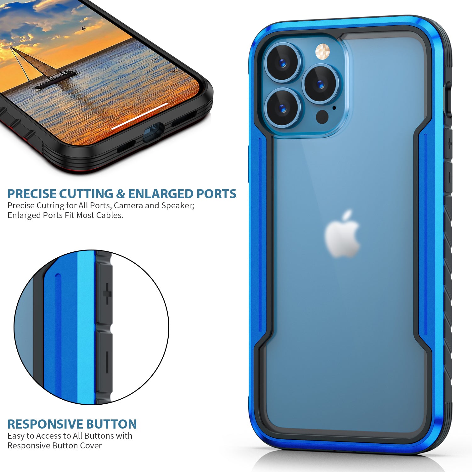 Designed for iPhone 13 Pro Case with Colorful Bumper Full Body Heavy Duty Protection