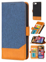 2 in 1  iPhone SE 3/2 (4.7") Canvas stitched side buckle leather case