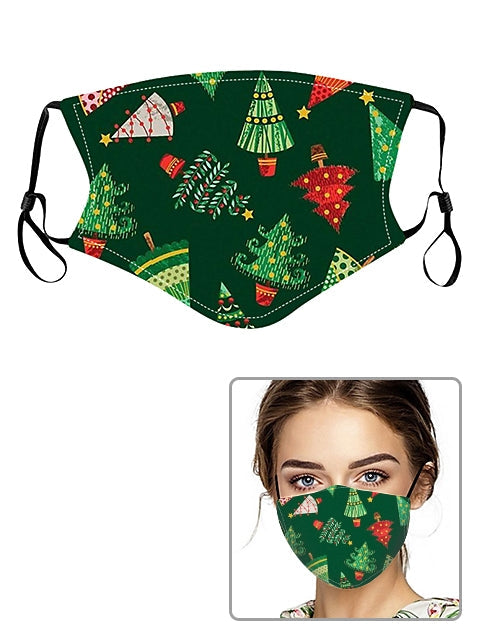 Dust-proof and cold-proof fashionable Christmas mask - Green/Tree