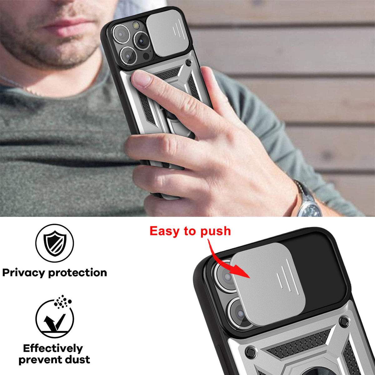 iPhone 13 Pro Sliding window with kickstand Phone Case