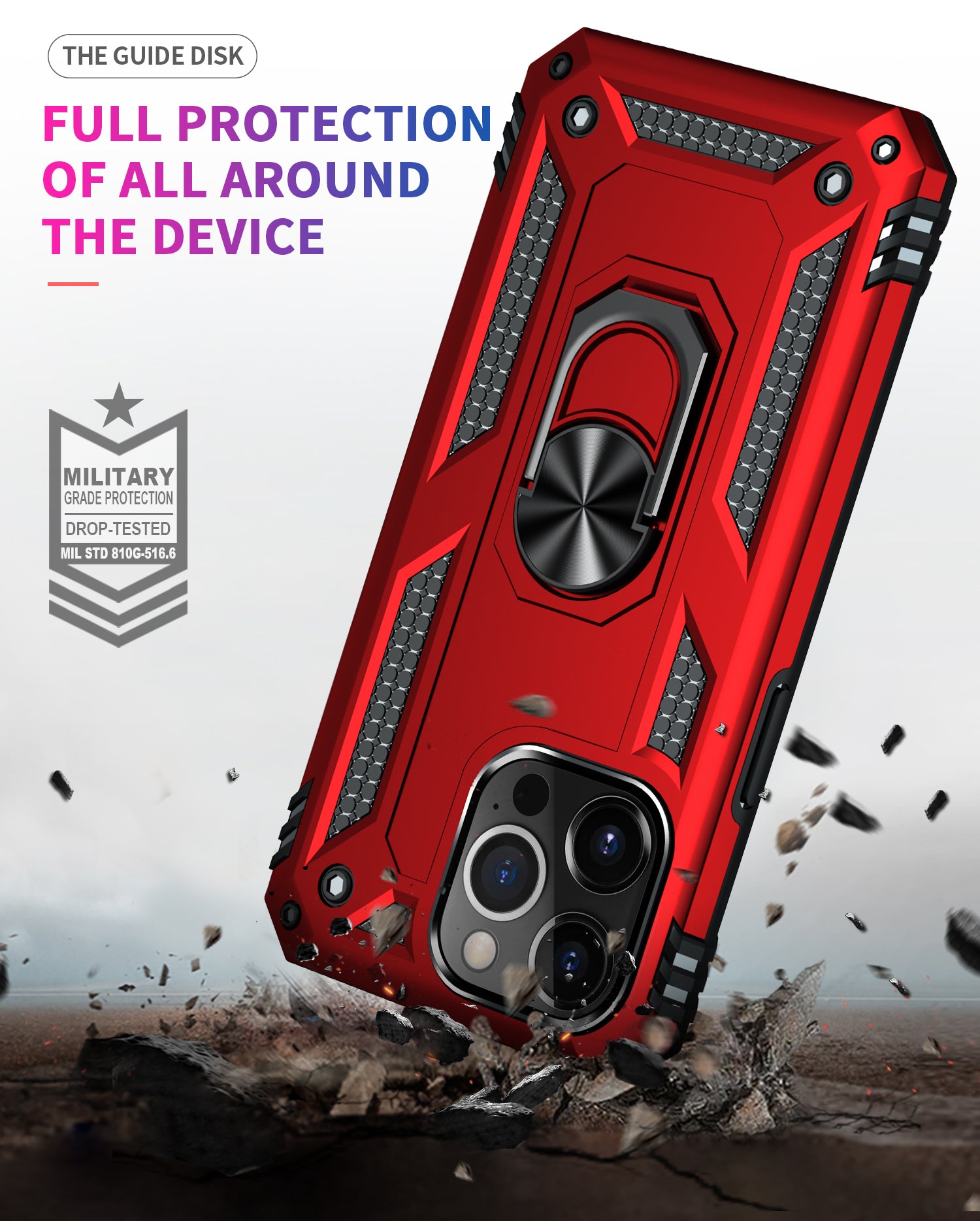 iPhone 14  Pro Dual Colors Ring Magnetic GPS car mount Phone Holder Case