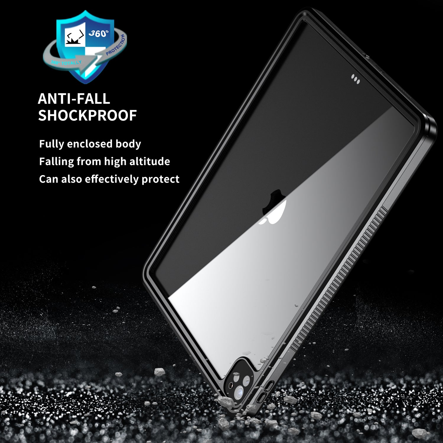 Apple iPad Pro 6/5/4(12.9'') 360 Full Protective Waterproof Case with Built-in Screen Fingerprint Protector