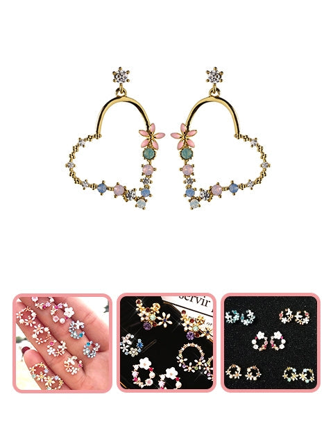 A Dozen of Flower Stud Earrings for Women Girls Cute Wreath Garland Earrings