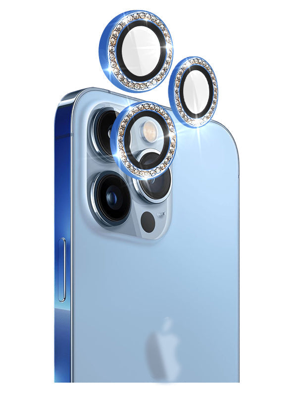 Crystal Diamond Camera Lens Protective Case For iPhone 14 Pro Tempered Glass Aluminum Alloy Lens Screen Cover Eagle Eye Series-Gold