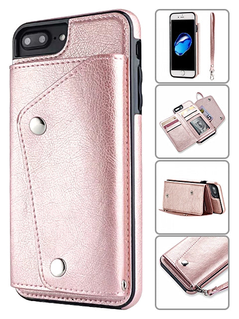 Kickstand Wallet Case with Credit Card Pockets for iPhone 8&7 Plus