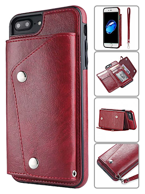 Kickstand Wallet Case with Credit Card Pockets for iPhone 8&7 Plus