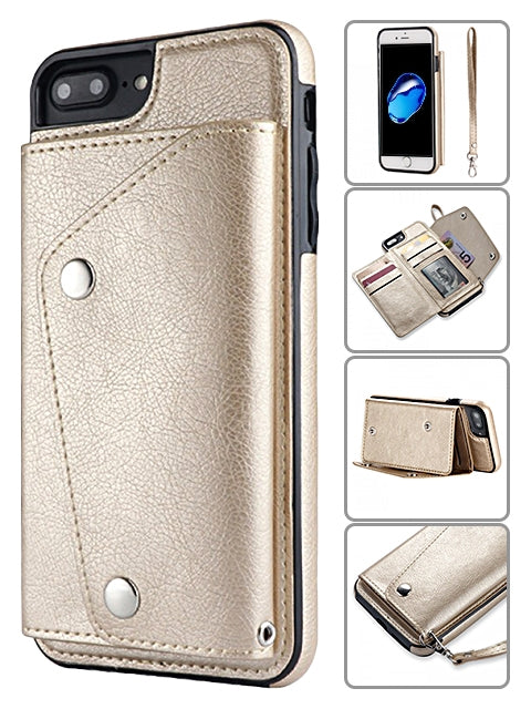 Kickstand Wallet Case with Credit Card Pockets for iPhone 8&7 Plus