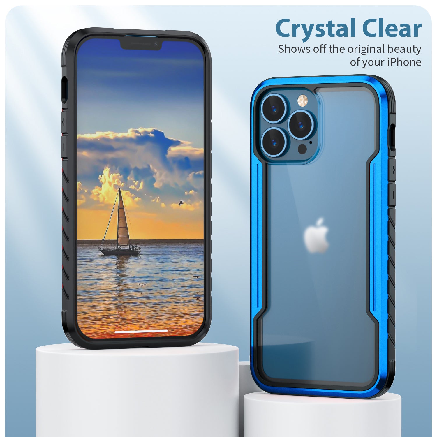 HLC Case for iPhone 13 Pro Max Full Body Bumper Case with Clear Back Panel Protector