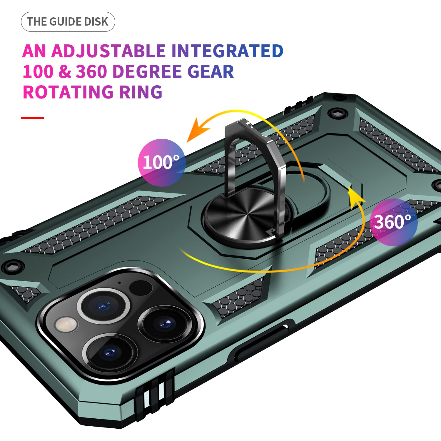 iPhone 14  Pro Dual Colors Ring Magnetic GPS car mount Phone Holder Case