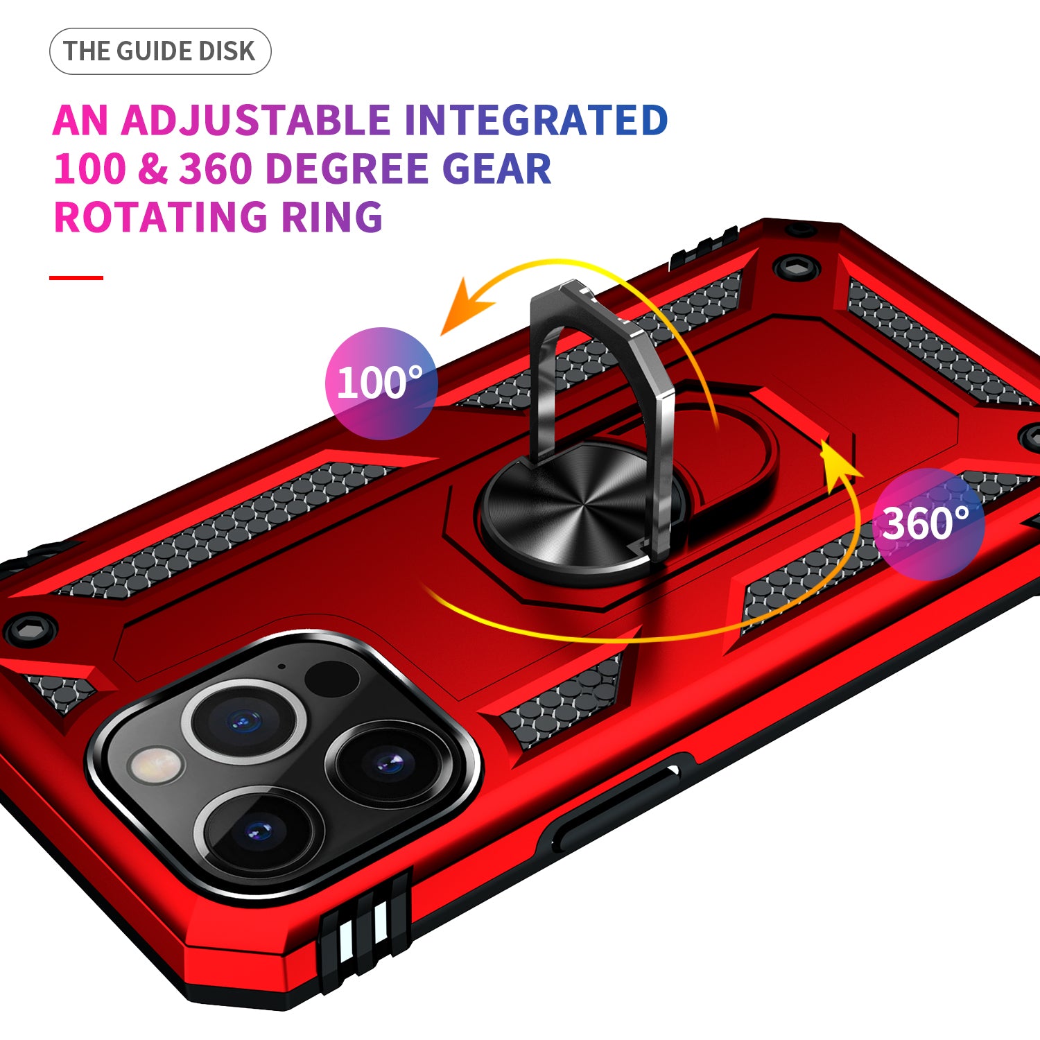 iPhone 14  Pro Dual Colors Ring Magnetic GPS car mount Phone Holder Case